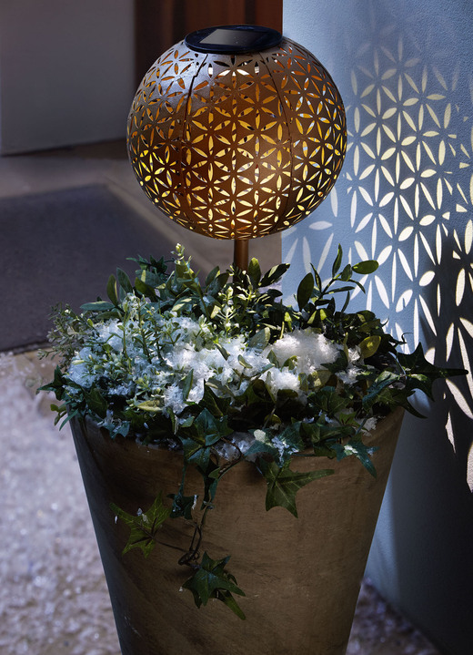 Tuinverlichting - Bollamp op zonne-energie met een elegante roestafwerking, in Farbe ZWART