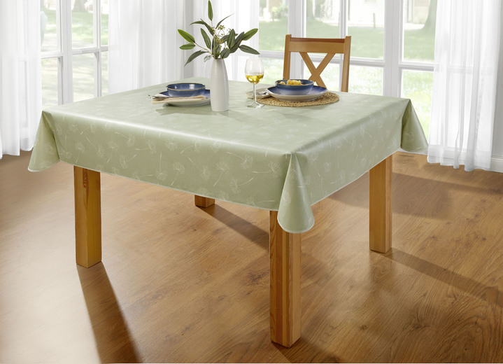 Tafellakens - Tafelzeil van tafelzeil met paardenbloemmotief, in Größe 108 (tafelkleed, 80/80 cm) bis 190 (Tafellaken ovaal, 140/190 cm), in Farbe GROEN Ansicht 1
