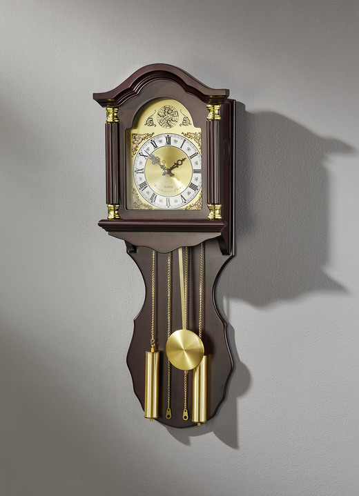 - Wanduhr mit Westminster-Quarzuhrwerk, in Farbe NUSSBAUM