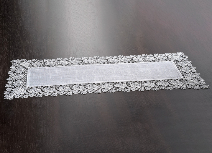 Tafellakens - Tafel- en kamerdecoratie met kanten rand, in Größe 101 (Kleedje, 35 x 50 cm) bis 404 (Kussensloop, 40 x 40 cm), in Farbe SEKT Ansicht 1