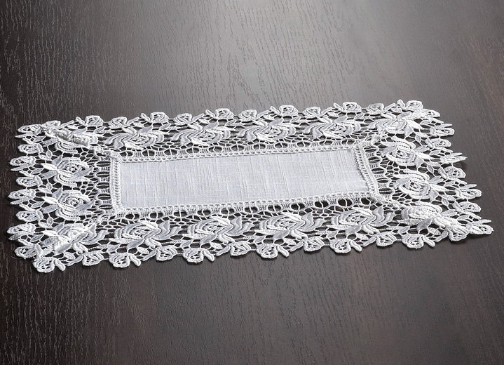Tafellakens - Tafel- en kamerdecoratie met kanten rand, in Größe 101 (Kleedje, 35 x 50 cm) bis 404 (Kussensloop, 40 x 40 cm), in Farbe SEKT Ansicht 1