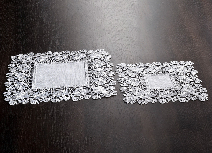 Tafellakens - Tafel- en kamerdecoratie met kanten rand, in Größe 101 (Kleedje, 35 x 50 cm) bis 404 (Kussensloop, 40 x 40 cm), in Farbe SEKT Ansicht 1