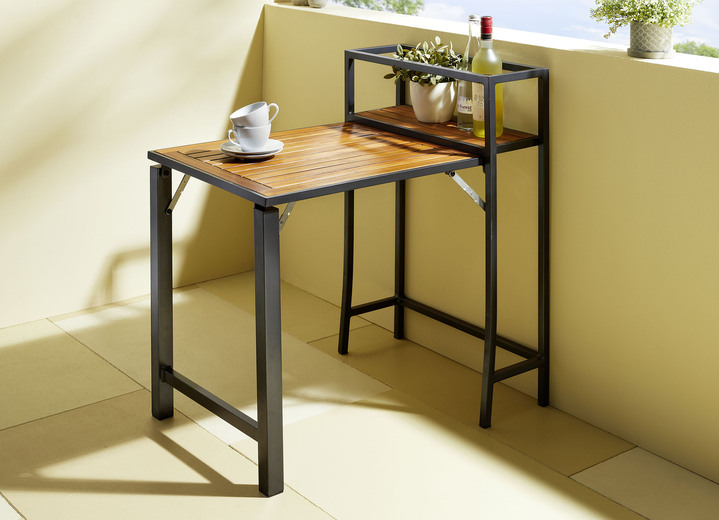 Tuin - Balkonmeubel Santorin II gemaakt van geolied acaciahout, in Farbe ZWART, in Ausführung BALKON KLAPTAFEL Ansicht 1