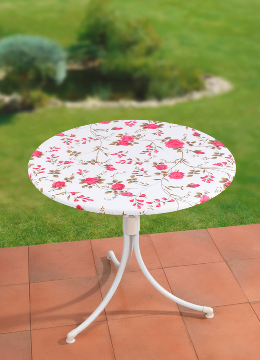 Tuin tafelkleden - Gespannen tafelkleed met rozendessin, in Farbe WIT-ROZE Ansicht 1