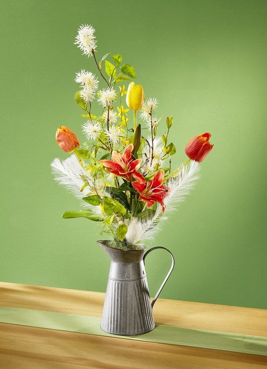 Kunst- & textielplanten - Bloemstuk in kan, in Farbe GEEL-ORANJE