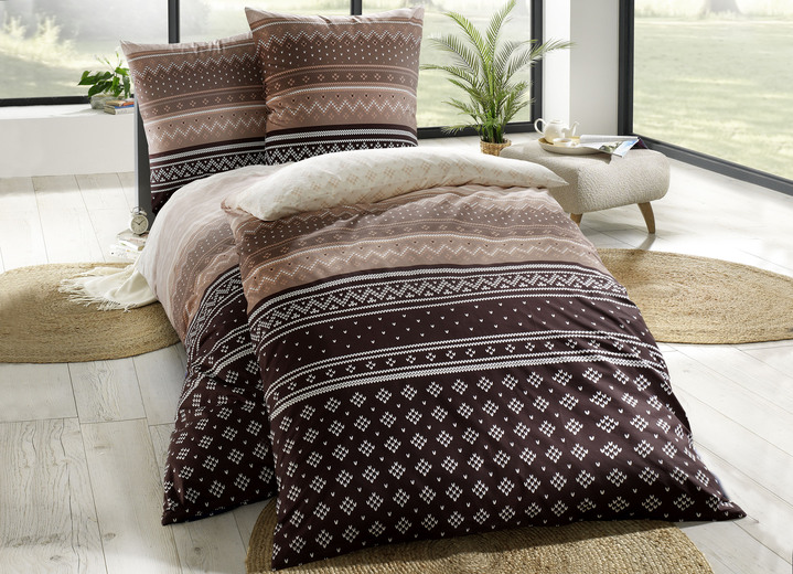 Beddengoed - Beddengoedset in moderne kleuren, in Größe 111 (40 x 80 cm + 135 x 200 cm) bis 115 (80 x 80 cm + 155 x 220 cm), in Farbe BRUIN