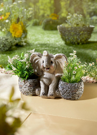 Olifant plantenpot gemaakt van polyresin