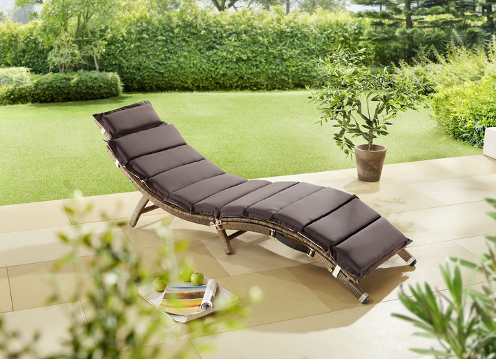 Tuinmeubels - Waikiki ligstoel in natuurkleurig kunststof vlechtwerk, in Farbe GRIJS-BEIGE