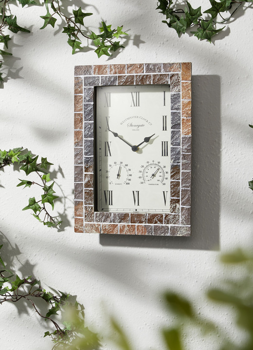 Horloges - Mozaïek stijl buitenmuurklok, in Farbe BRUINGRIJS