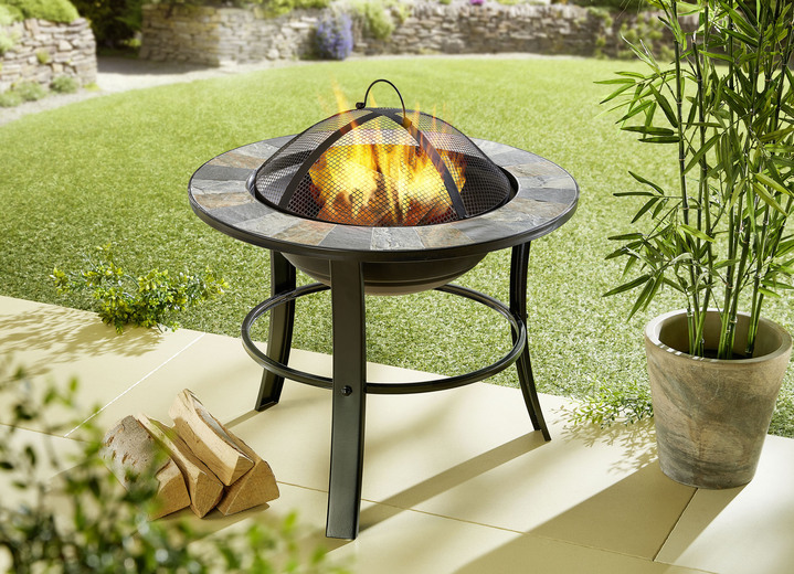 Barbecue - Stonegate schouw met stijlvolle leisteenmozaïek afwerking, in Farbe ZWART Ansicht 1