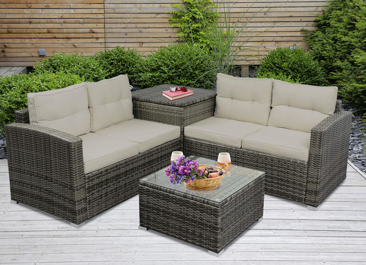 Tuinmeubels - Hoeklounge Bonn met kussenbox, in Farbe GRIJS Ansicht 1