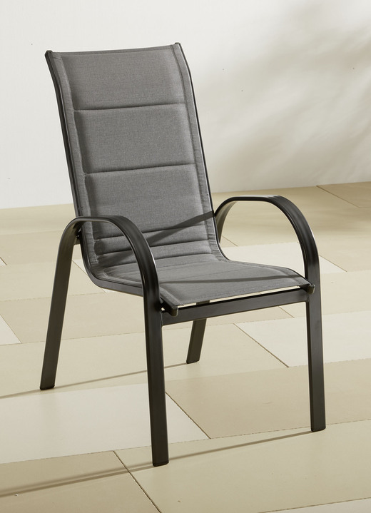 Tuinmeubels - Amalfi Deluxe tuinmeubelen met aluminium frame, in Farbe GRIJS, in Ausführung Stapelstoel, 2-delige set Ansicht 1