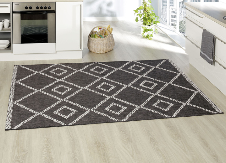 Modern - Vloerkleden en tapijten in natuurlijke sisallook, in Größe 111 (Brug, 60 x 110 cm) bis 249 (tapijt, 200x290 cm), in Farbe ANTRACIET-WIT Ansicht 1