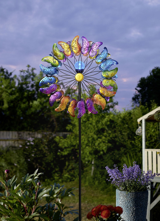 Tuinverlichting - Metalen zonne-windturbine, in Farbe MULTICOLOR