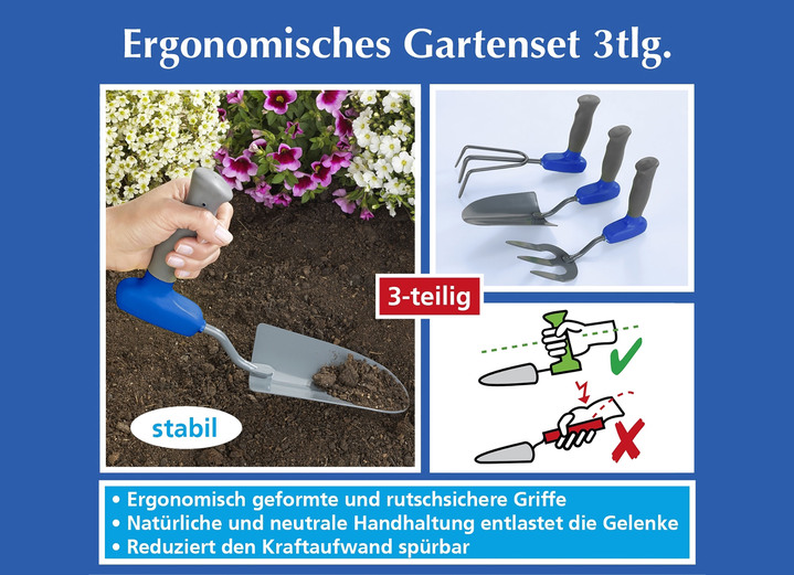 Tuingereedschap en accessoires - Ergonomische tuinset, 3-delig, in Farbe ZWART Ansicht 1