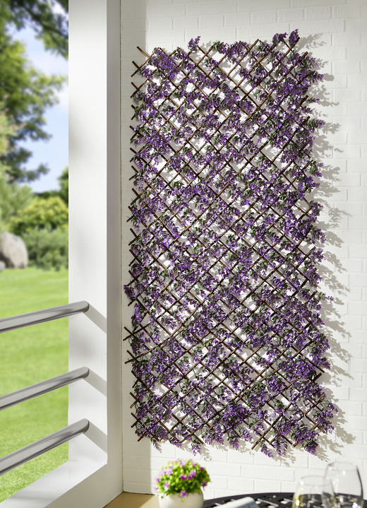 Tuindecoraties - Muurrooster van bladeren en bloemen, in Farbe VIOLET-GRIJS, in Ausführung klein Ansicht 1