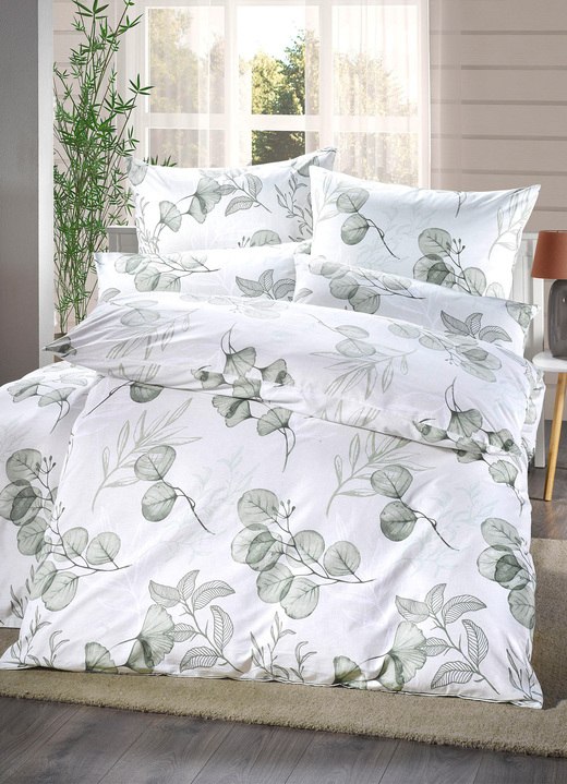 Beddengoed - Beddengoedset in Renforcé-kwaliteit, in Größe 111 (40 x 80 cm + 135 x 200 cm) bis 412 (4-delige voordeelset: 2x cm + 80x80 cm, in Farbe GROEN Ansicht 1