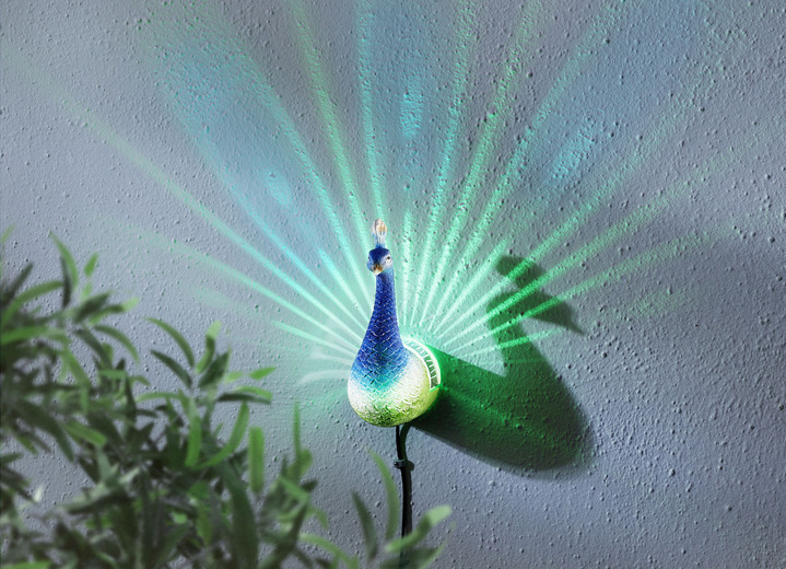 Tuinverlichting - Muurlamp op zonne-energie, pauw, in Farbe MULTICOLOR Ansicht 1