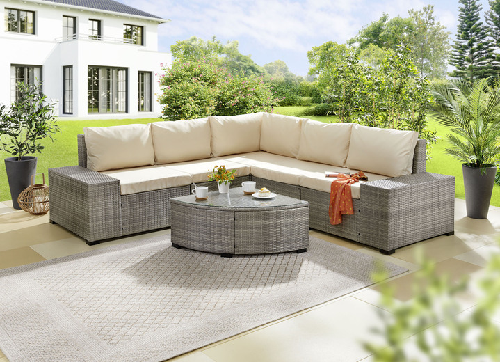 Tuinmeubels - Loungeset Alhambra incl. zit- en rugkussens, in Farbe GRIJS-BEIGE Ansicht 1