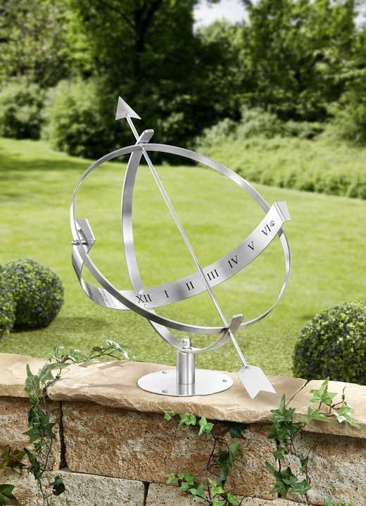 Tuindecoraties - Sonnenuhr aus wetterfestem, rostfreiem Edelstahl, in Farbe ZILVER