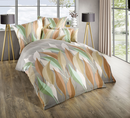 Beddengoedset met bladerdessin