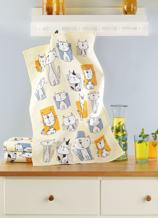 Set van 3 leuke kattentheedoeken