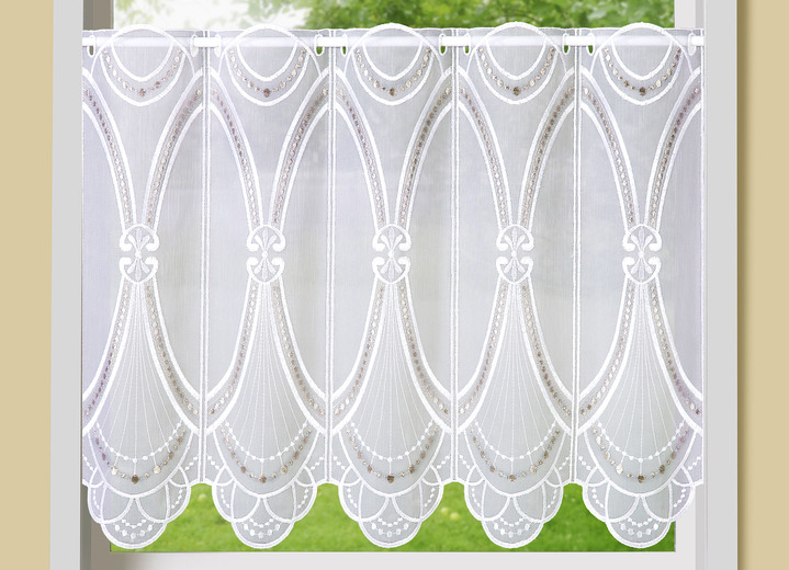 Korte gordijnen - Gatsby kort gordijn met echt borduurwerk, in Größe 784 (45 x 90 cm) bis 859 (60x155 cm), in Farbe WITTE TAUPE