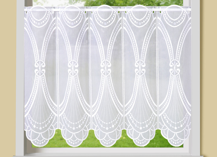 Korte gordijnen - Gatsby kort gordijn met echt borduurwerk, in Größe 784 (45 x 90 cm) bis 859 (60x155 cm), in Farbe WIT-WIT Ansicht 1