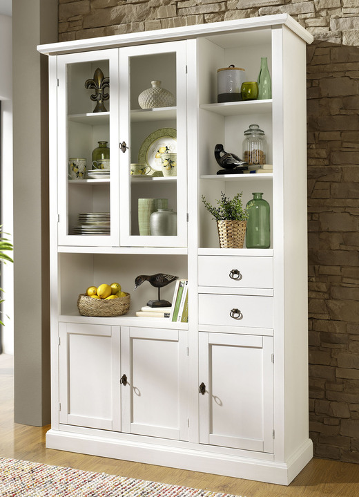 Vitrines - Meubelset van deels massief hout, in Farbe ANTIEK WIT, in Ausführung Tv-commode Ansicht 1