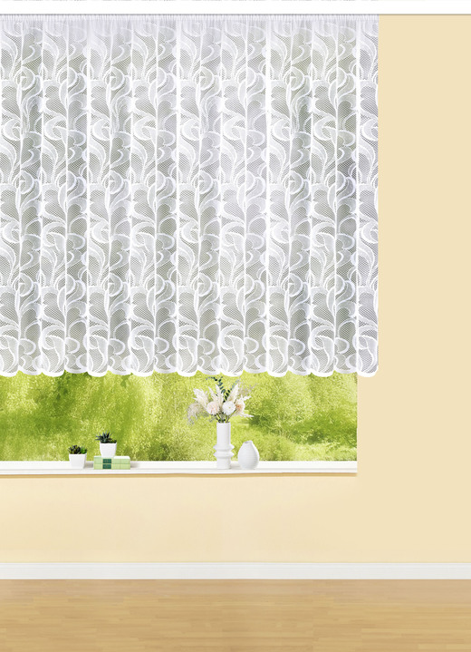 Huishoudtextiel - Bloemengordijnranken met automatische plooiband, in Größe 136 (H 120 x B 250 cm) bis 172 (H 160 x B 500 cm), in Farbe WIT Ansicht 1