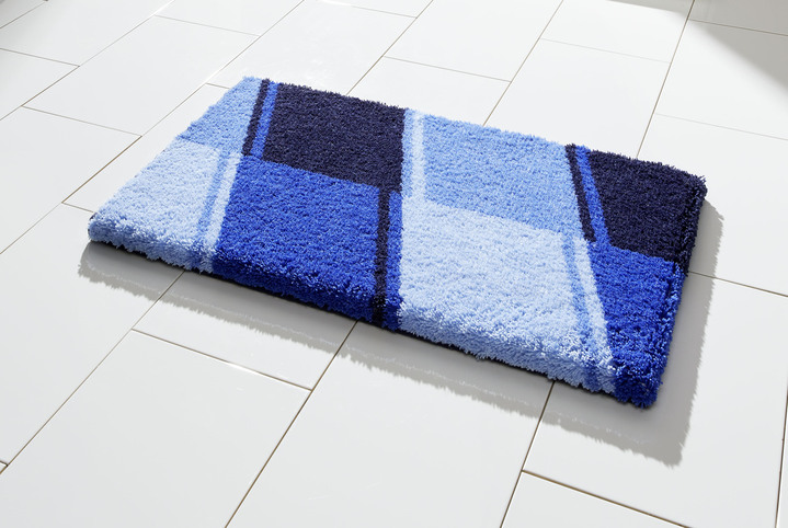 Badmatten - Badmattenset met antislip-onderkant, in Größe 100 (Matje, halfrond 50/80 cm) bis 112 (Toiletdekselafdekking 47/50 cm), in Farbe BLAUW Ansicht 1