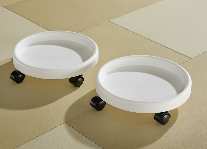 - Plantrollers, set van 2, op stevige wielen, in Farbe WIT