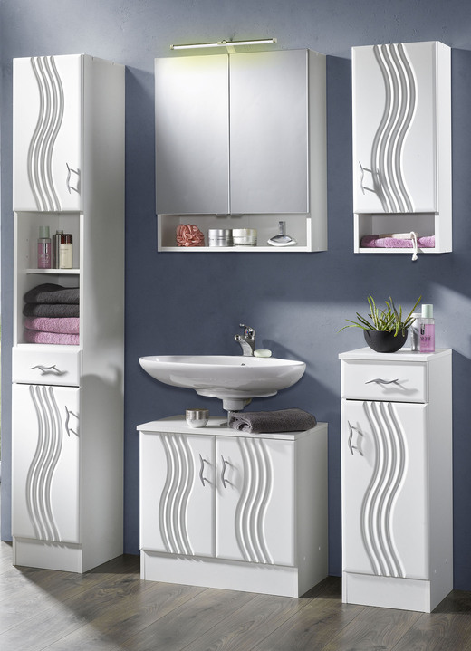 Badkamermeubels - Badkamermeubelserie met onderhoudsvriendelijke melamineharscoating, in Farbe WIT, in Ausführung Hangkast, 1 deur Ansicht 1