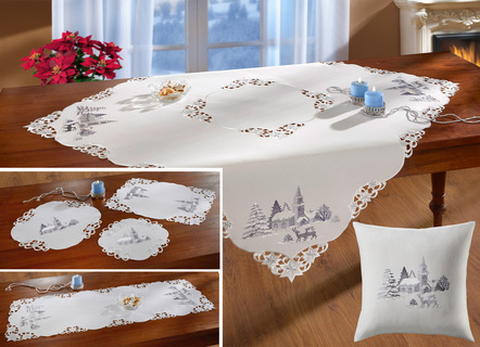 Tafelkleed met romantisch winterdorpontwerp