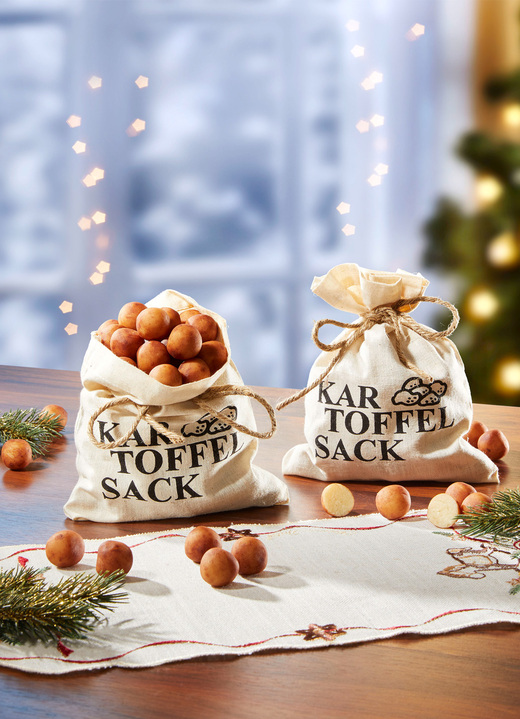 Kerstlekkernij - Marsepeinen aardappelen met aardappelzak, in Farbe BEIGE