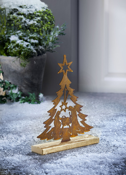 Kerstmis - Boomwieg op vurenhout, in Farbe ROEST