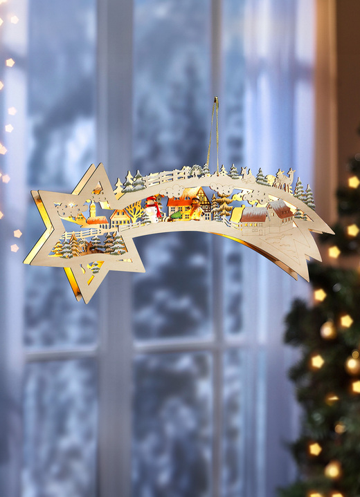 Kerstdecoraties - Verlichte vallende ster, in Farbe NATUREL