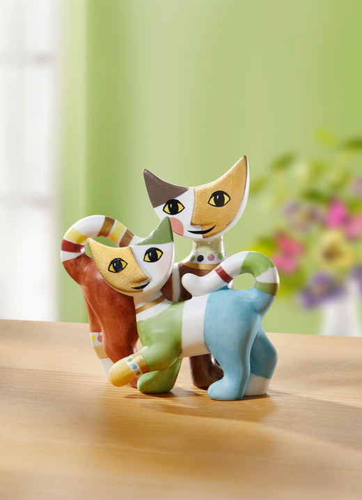 - Mini kattenkoppel gemaakt van bisque porselein, in Farbe BUNT