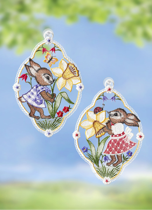 - RAAMDECORATIE, SET VAN 2, in Farbe BUNT