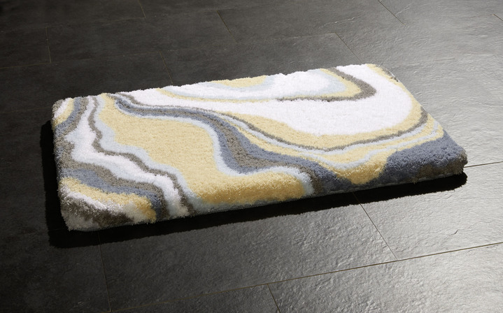 Badmatten - Badkamerset in harmonieuze kleuren, in Größe 100 (matje, halfrond 50 x 80 cm) bis 112 (toiletdekselafdekking, 47 x 50 cm), in Farbe BLAUW Ansicht 1
