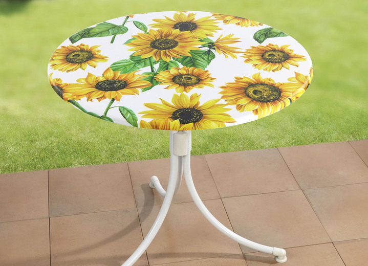 Tuin tafelkleden - Gespannen tafelkleed met zonnebloemmotief, in Größe 150 (ø 70–86 cm) bis 190 (diameter 85-105 cm), in Farbe MEERKLEURIG Ansicht 1