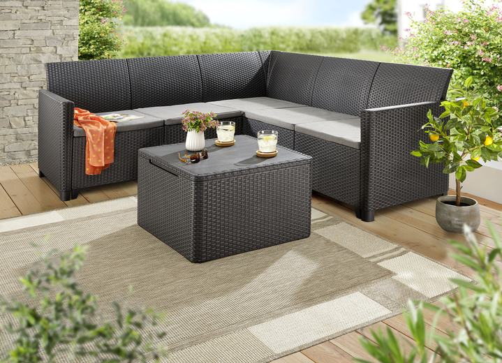 Tuinmeubels - Korfu hoekset in een tijdloze rieten look, in Farbe GRAFIT, in Ausführung klein Ansicht 1