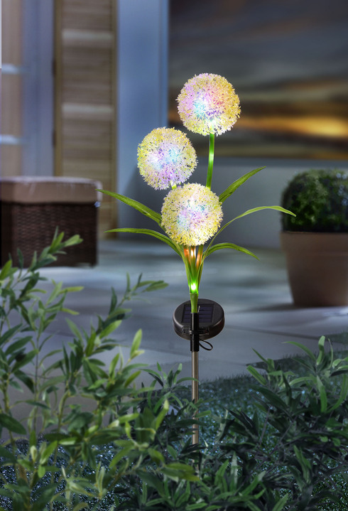 Tuinverlichting - LED-lampje met 3 bolbloemen, in Farbe BUNT