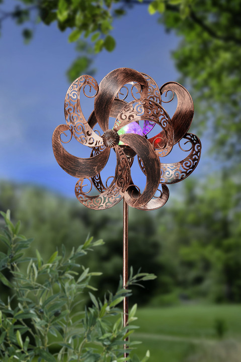 Tuinverlichting - Dubbele metalen windturbine, in Farbe BRONZE