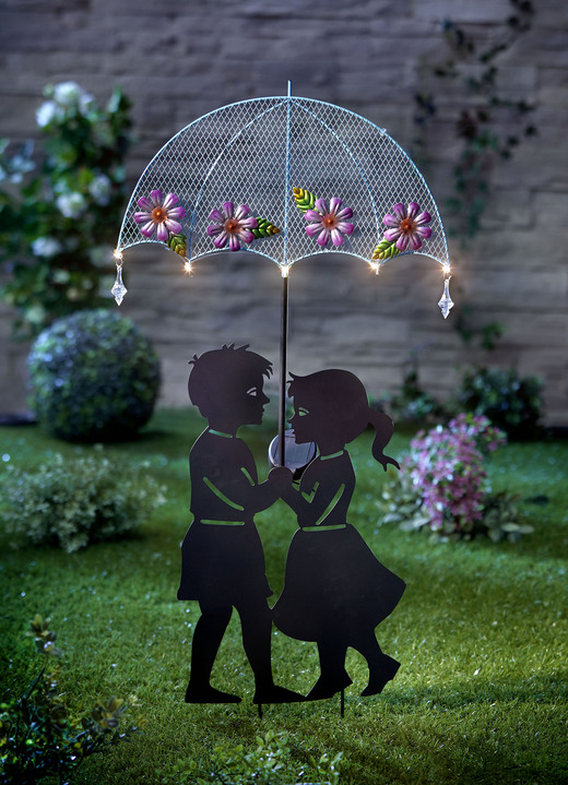 Tuinverlichting - Een paar kinderen met een zonneparaplu, in Farbe SCHWARZ