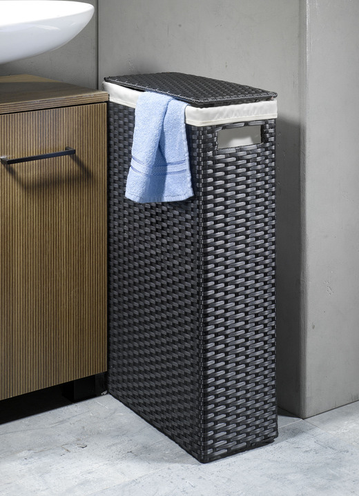 Badkamermeubels - Wasmand, in Farbe ZWART Ansicht 1