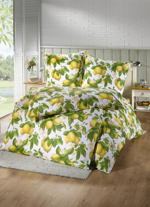 Beddengoed - Beddengoedset aan beide zijden bedrukt met een citroendessin, in Größe 112 (80 x 80 cm + 135 x 200 cm) bis 115 (80 x 80 cm + 155 x 220 cm), in Farbe GELB Ansicht 1