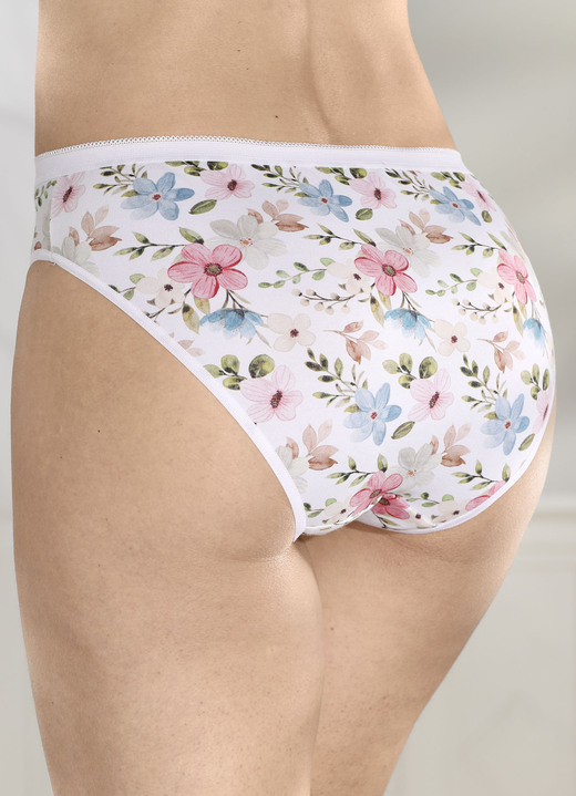 Slips - Drie-pack slip met kleurrijk bloemendessin, in Größe 036 bis 048, in Farbe WIT-ROSE-GROEN-KLEURIG Ansicht 1