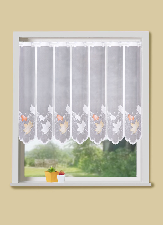 Kurzgardinen - Kurzstore, in Größe 856 (H60xB104 cm) bis 894 (H100xB164 cm), in Farbe WEISS-TERRA