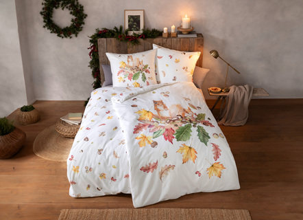 Beddengoedset met herfstmotieven